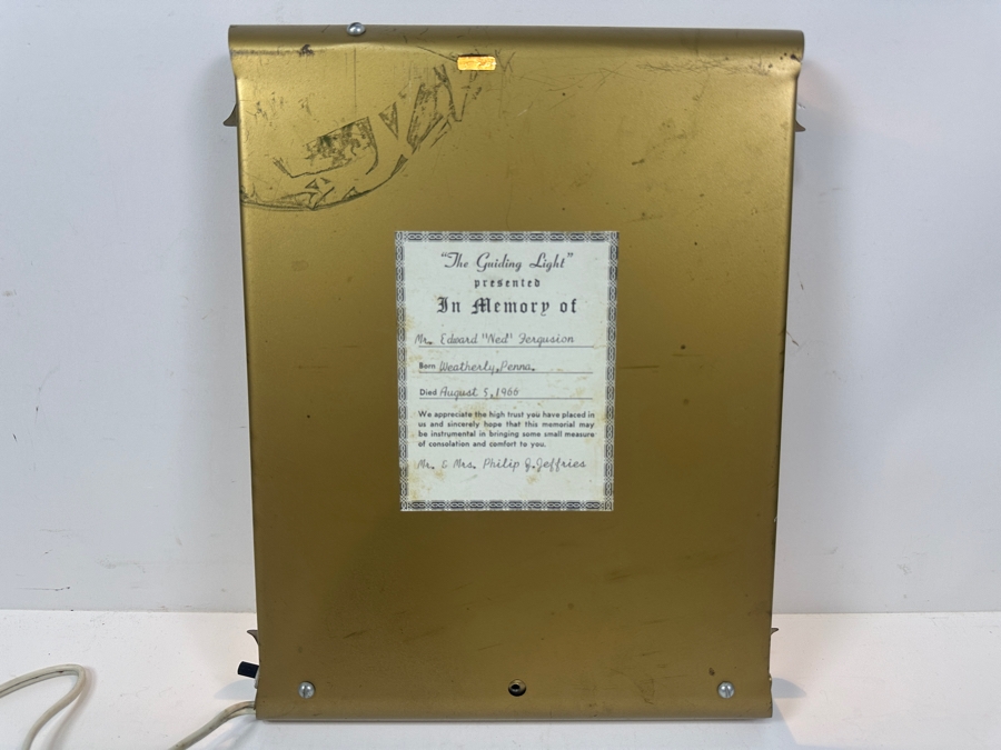 Just Added - Lighted Lithograph 'The Guiding Light' Metal Wall Decor With Warner Sallman Lithograph Of Jesus Copyright 1941 Kriebel & Bates 10 X 12 [Photo 5]