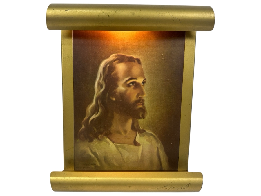 Just Added - Lighted Lithograph 'The Guiding Light' Metal Wall Decor With Warner Sallman Lithograph Of Jesus Copyright 1941 Kriebel & Bates 10 X 12
