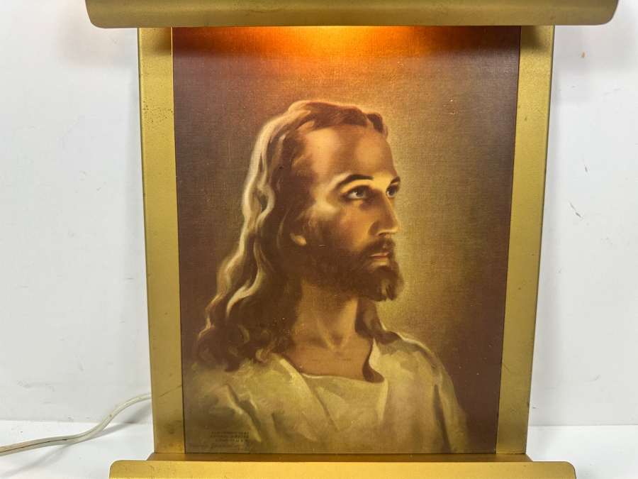 Just Added - Lighted Lithograph 'The Guiding Light' Metal Wall Decor With Warner Sallman Lithograph Of Jesus Copyright 1941 Kriebel & Bates 10 X 12 [Photo 2]