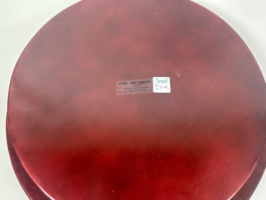 Just Added - (10) Kim Seybert MYC Maroon Red Capiz Shells 15' Circular Placemats Retails $640 [Photo 5]