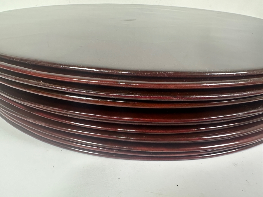 Just Added - (10) Kim Seybert MYC Maroon Red Capiz Shells 15' Circular Placemats Retails $640 [Photo 7]