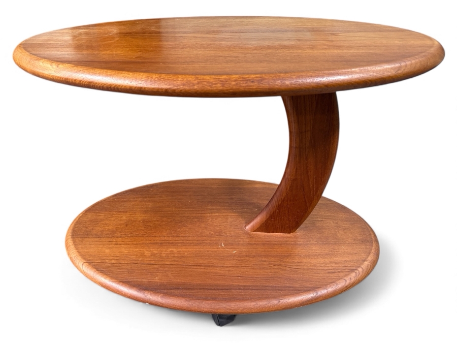 Just Added - Danish Modern Solid Wood Side Table On Casters 29.5W X 17.5D X 21.5H