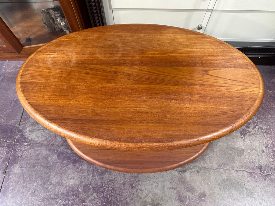 Just Added - Danish Modern Solid Wood Side Table On Casters 29.5W X 17.5D X 21.5H [Photo 4]