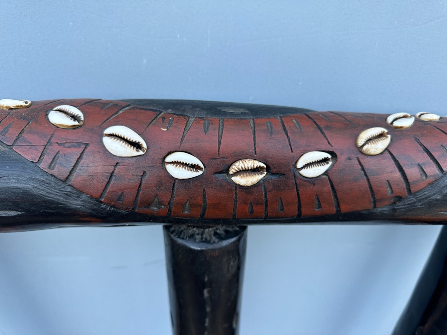 Just Added - Handmade Carved Wooden Cal King Bed Decorated With Cowrie Shells 78W X 94L X 55H [Photo 5]