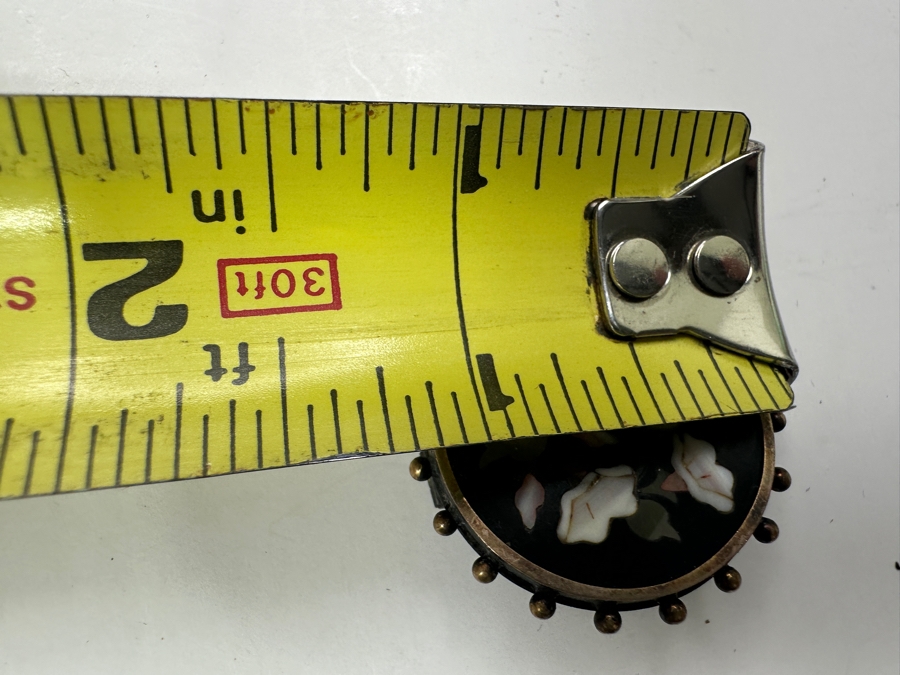 Just Added - Pietra Dura Mother Of Pearl Pin / Brooch 1.25'W [Photo 3]