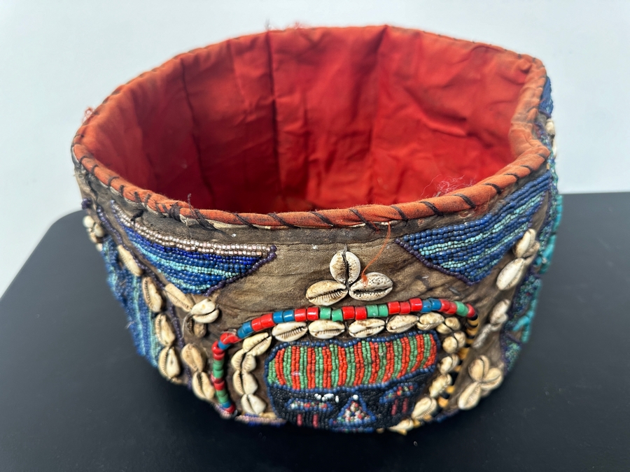 Just Added - African Beaded Basket with Cowrie Shells 13'W x 8'H [Photo 5]