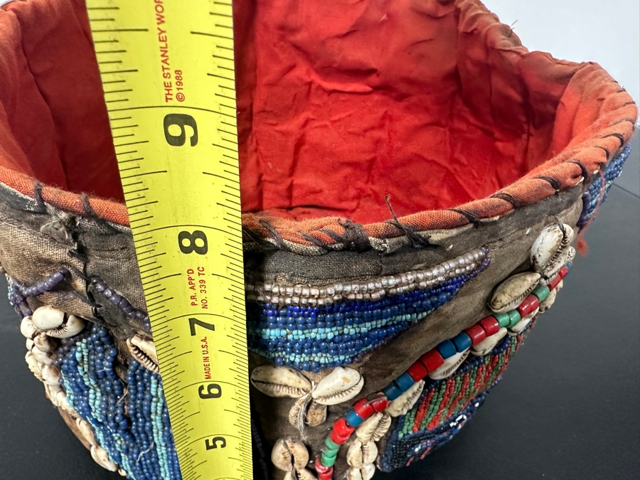 Just Added - African Beaded Basket with Cowrie Shells 13'W x 8'H [Photo 8]