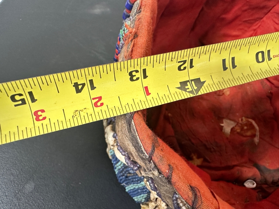 Just Added - African Beaded Basket with Cowrie Shells 13'W x 8'H [Photo 7]