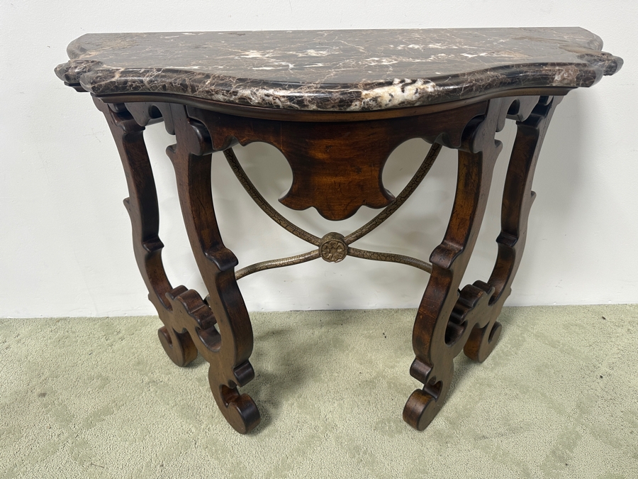 Just Added - Victorian Console Table with Marble Top 41'W x 19'D x 33'H [Photo 2]