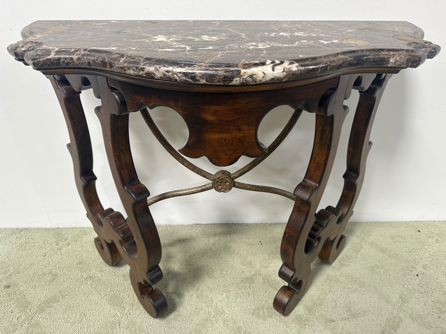 Just Added - Victorian Console Table with Marble Top 41'W x 19'D x 33'H [Photo 3]