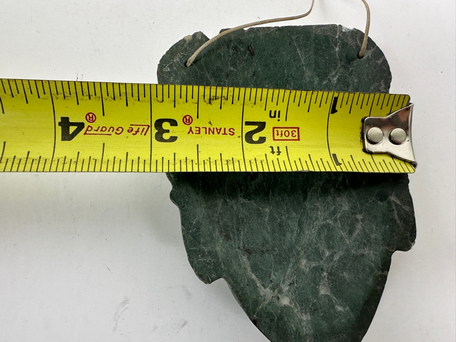 Just Added - Carved Green Stone Mayan Warrior Carving Pendant 3' X 4' 187g [Photo 5]