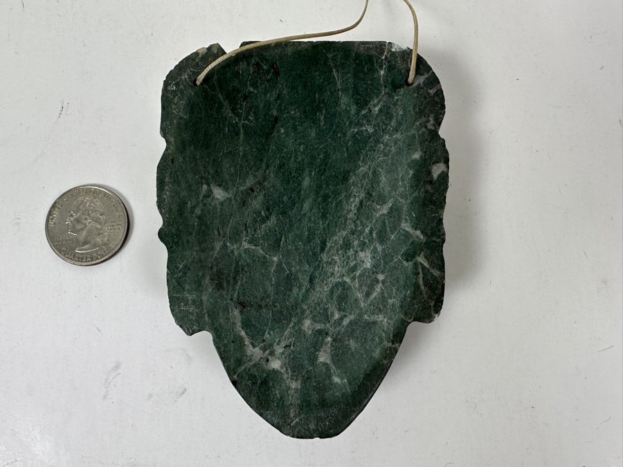 Just Added - Carved Green Stone Mayan Warrior Carving Pendant 3' X 4' 187g [Photo 4]