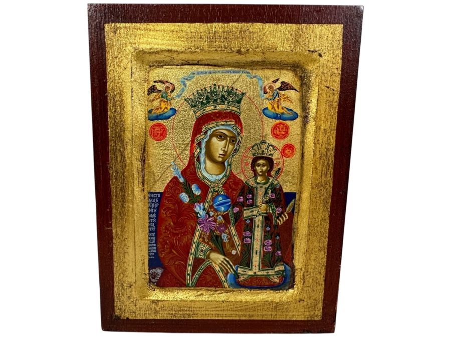 Just Added - Hand Painted Russian Icon Painting On Wood 5.25 X 6.75