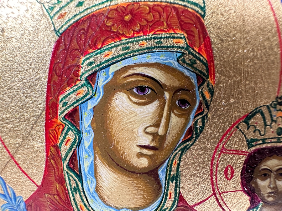 Just Added - Hand Painted Russian Icon Painting On Wood 5.25 X 6.75 [Photo 3]