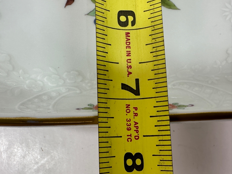 Just Added - Meissen (Germany) Fine Porcelain Hand Painted 'Butterfly Painting With Gold Rim' Schmetterling Bowl - New Old Stock 7.5'W [Photo 9]