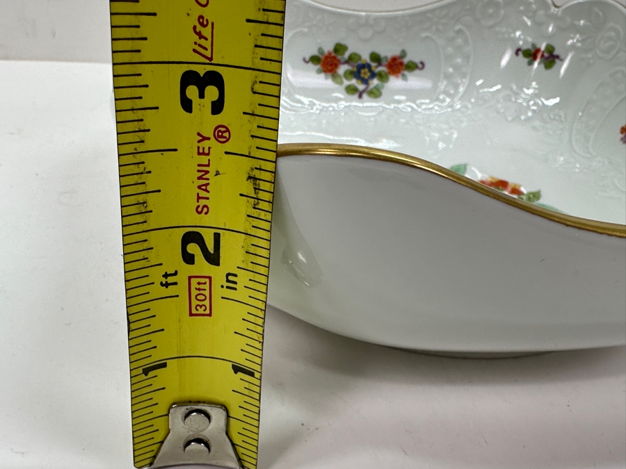 Just Added - Meissen (Germany) Fine Porcelain Hand Painted 'Butterfly Painting With Gold Rim' Schmetterling Bowl - New Old Stock 7.5'W [Photo 10]