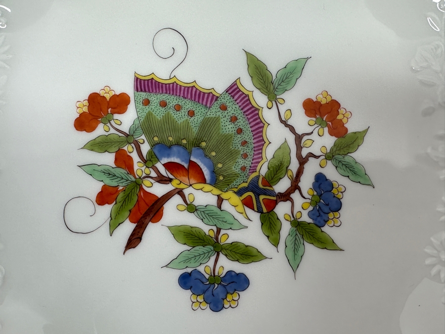 Just Added - Meissen (Germany) Fine Porcelain Hand Painted 'Butterfly Painting With Gold Rim' Schmetterling Bowl - New Old Stock 7.5'W [Photo 3]