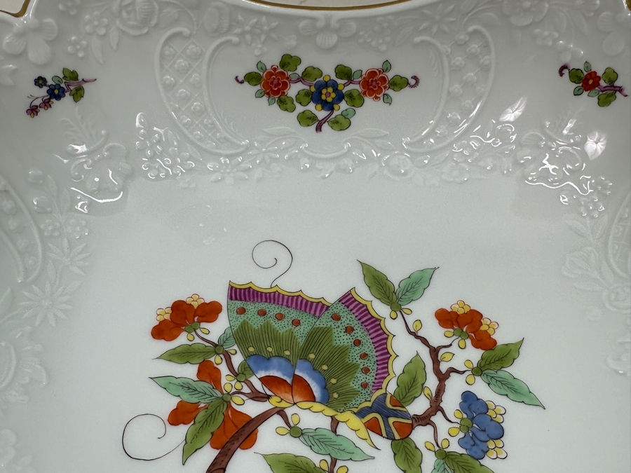 Just Added - Meissen (Germany) Fine Porcelain Hand Painted 'Butterfly Painting With Gold Rim' Schmetterling Bowl - New Old Stock 7.5'W [Photo 4]