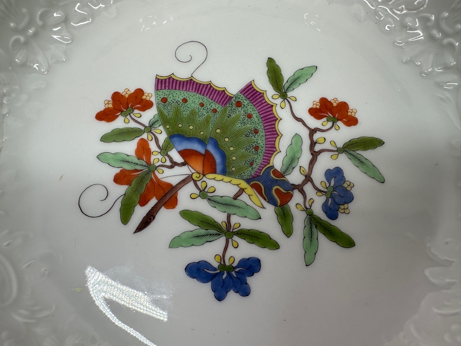 Just Added - Meissen (Germany) Fine Porcelain Hand Painted 'Butterfly Painting With Gold Rim' Schmetterling Bowl - New Old Stock 9.5'W [Photo 5]