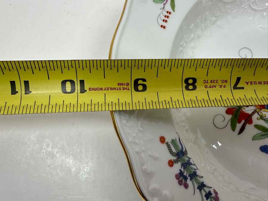 Just Added - Meissen (Germany) Fine Porcelain Hand Painted 'Butterfly Painting With Gold Rim' Schmetterling Bowl - New Old Stock 9.5'W [Photo 9]