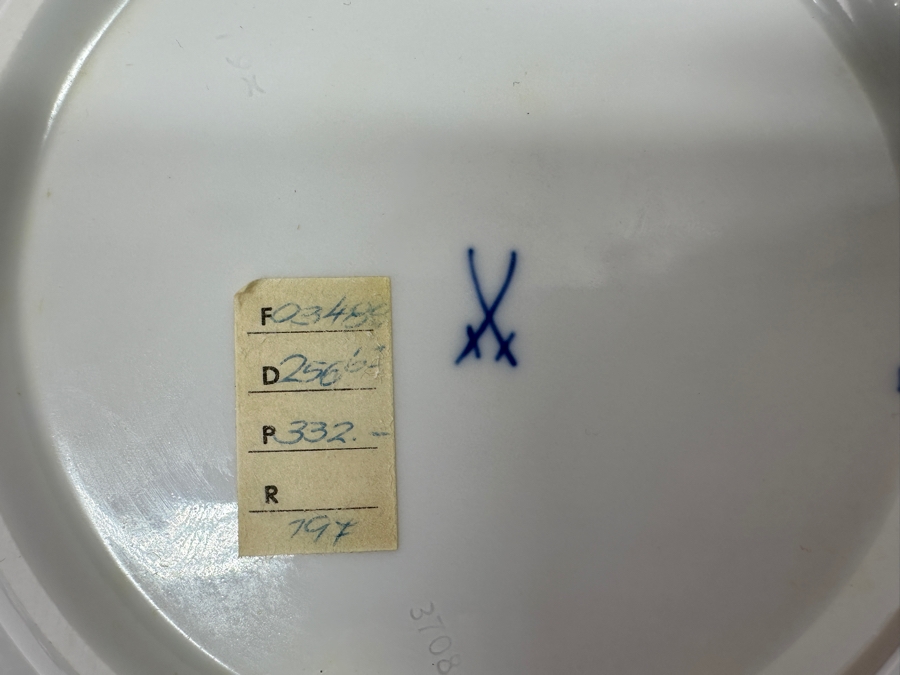 Just Added - Meissen (Germany) Fine Porcelain Hand Painted 'Butterfly Painting With Gold Rim' Schmetterling Bowl - New Old Stock 9.5'W [Photo 8]