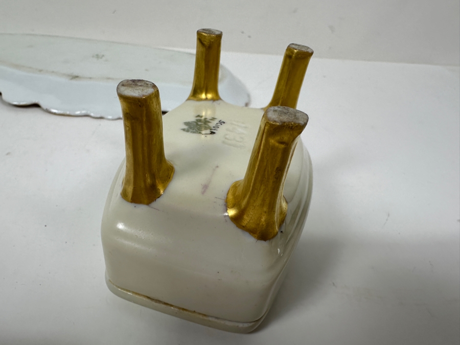 Just Added - Pair Of French Hand Painted Porcelain Trays Trinket Dishes 9'W & 4'W And Vintage Austrian Hand Painted Porcelain Footed Box [Photo 7]