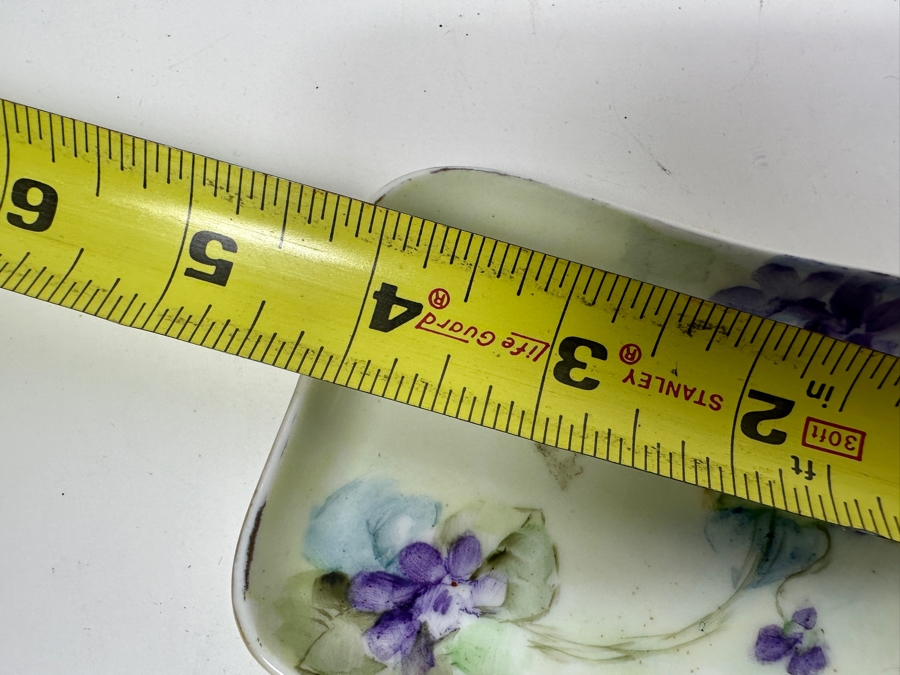 Just Added - Pair Of French Hand Painted Porcelain Trays Trinket Dishes 9'W & 4'W And Vintage Austrian Hand Painted Porcelain Footed Box [Photo 10]