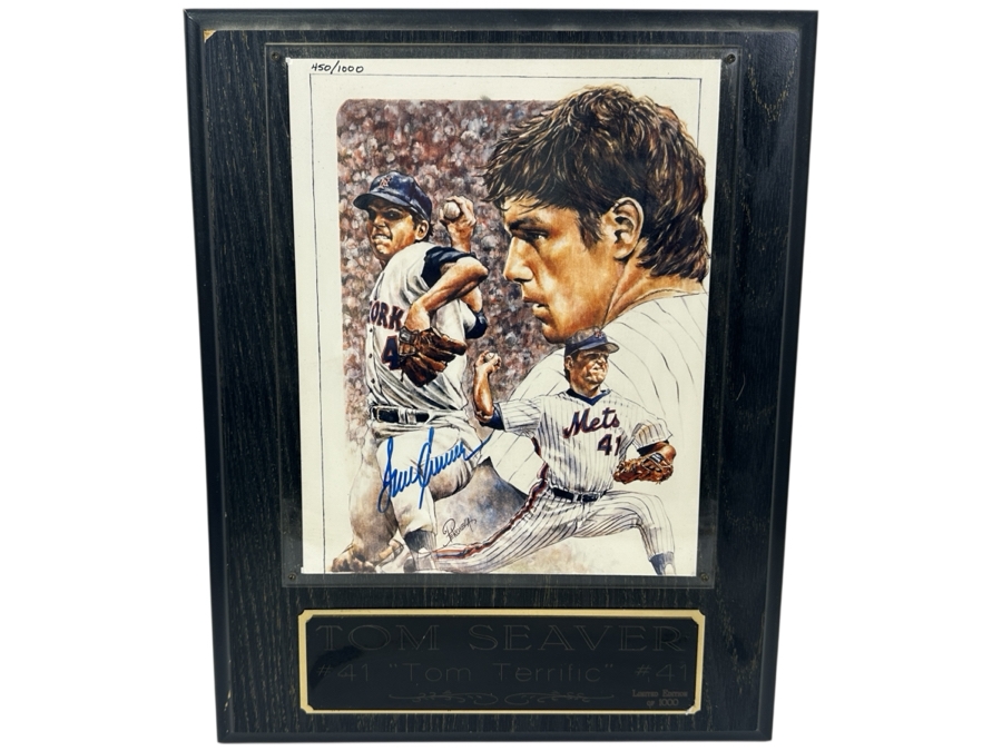 Limited Edition Autographed Tom Seaver  Wall Plaque Numbered 450 Of 1,000 12 X 15	