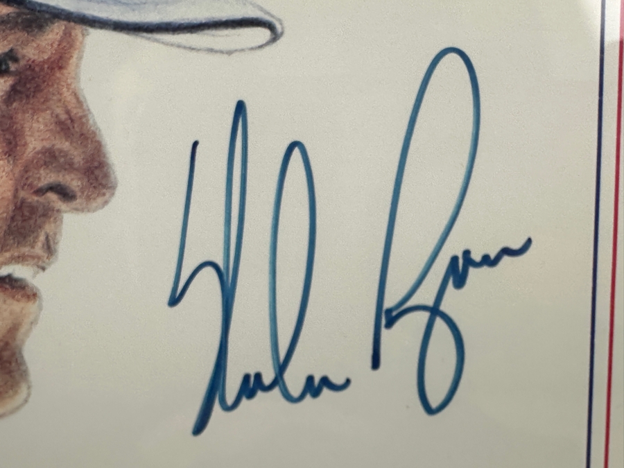 Limited Edition Autographed Nolan Ryan Print By Jerry Hersh Numbered 1,206 Of 1,500 With Cert From Paul Goldin Signed By Nolan Ryan And Artist Jerry Hersh 10 X 13 Framed 18.5 X 22.5 [Photo 5]