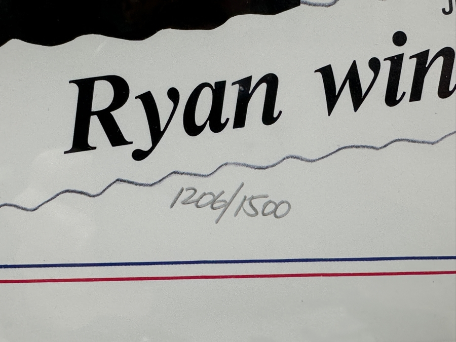 Limited Edition Autographed Nolan Ryan Print By Jerry Hersh Numbered 1,206 Of 1,500 With Cert From Paul Goldin Signed By Nolan Ryan And Artist Jerry Hersh 10 X 13 Framed 18.5 X 22.5 [Photo 8]