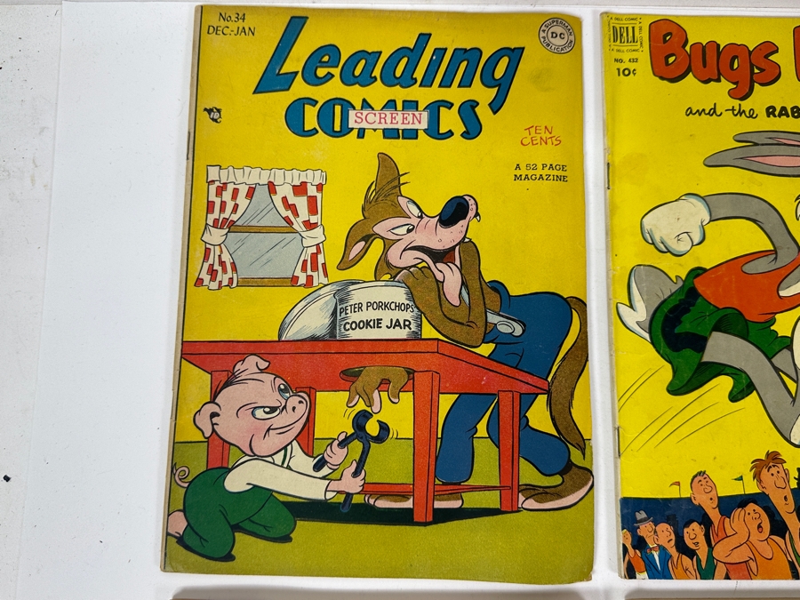 (6) Vintage 1950s Comic Books: 10 cent Dell Bugs Bunny, 10 Cent DC Comics Leading Comics, Dell Bugs Bunny's Christmas Funnies, Dell Santa Claus Parade & Dell Woody Woodpecker's Back To School [Photo 7]