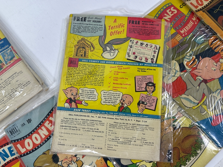 (10) Rare Vintage 1950s Comic Books Bagged Looney Tunes Merrie Melodies 10 cent Comic Books Bugs Bunny [Photo 9]