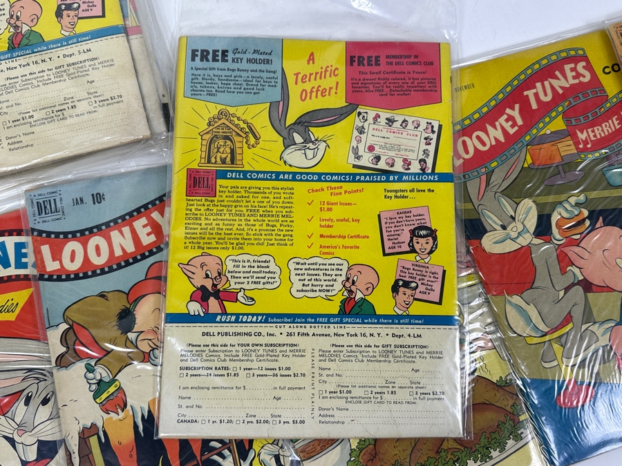 (10) Rare Vintage 1950s Comic Books Bagged Looney Tunes Merrie Melodies 10 cent Comic Books Bugs Bunny [Photo 11]