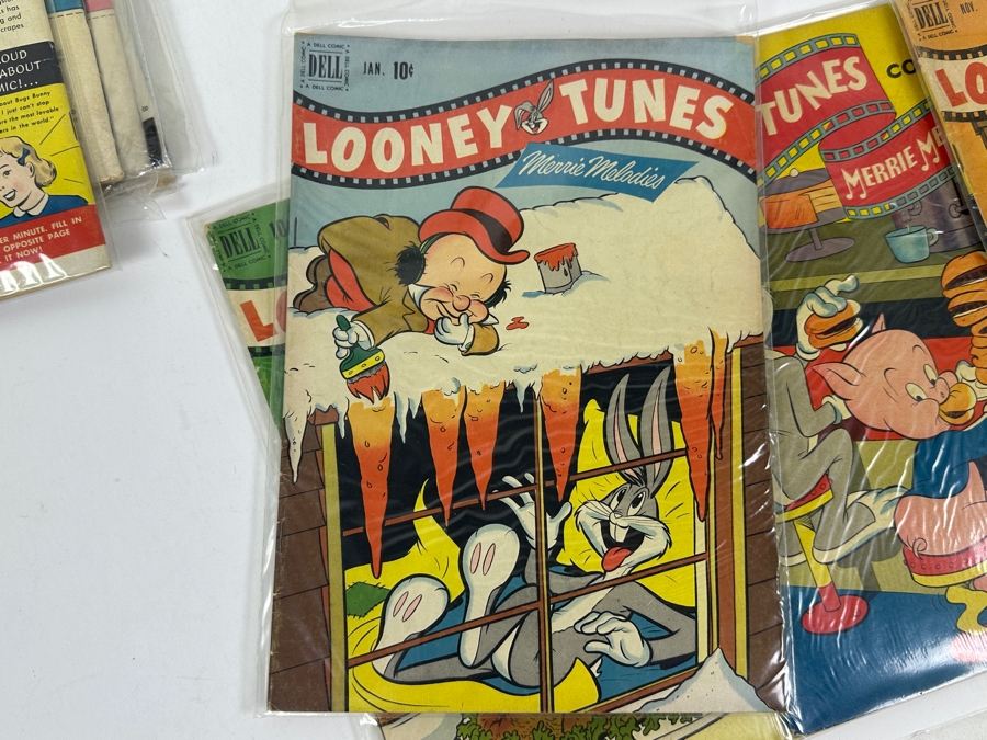 (10) Rare Vintage 1950s Comic Books Bagged Looney Tunes Merrie Melodies 10 cent Comic Books Bugs Bunny [Photo 14]