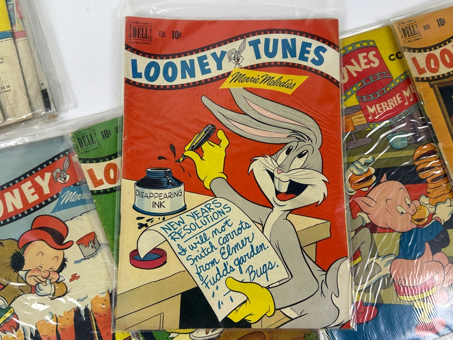 (10) Rare Vintage 1950s Comic Books Bagged Looney Tunes Merrie Melodies 10 cent Comic Books Bugs Bunny [Photo 12]