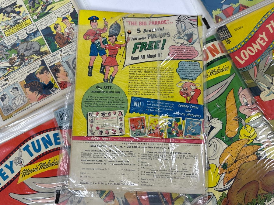(10) Rare Vintage 1950s Comic Books Bagged Looney Tunes Merrie Melodies 10 cent Comic Books Bugs Bunny [Photo 7]