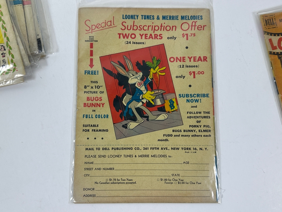 (10) Rare Vintage 1950s Comic Books Bagged Looney Tunes Merrie Melodies 10 cent Comic Books Bugs Bunny [Photo 19]
