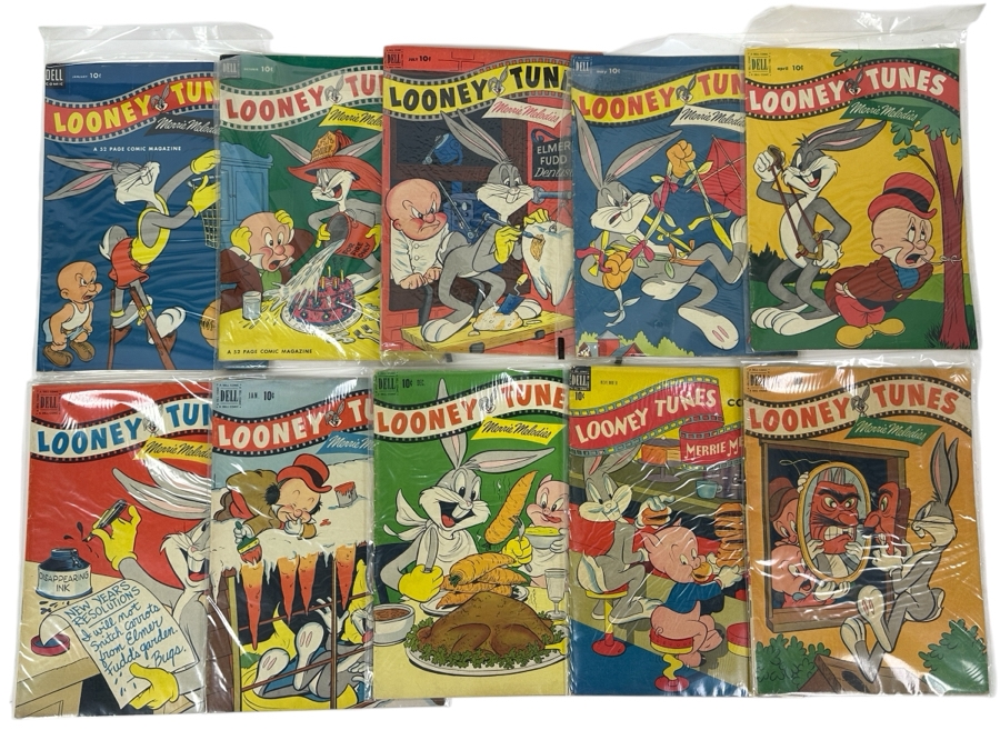 (10) Rare Vintage 1950s Comic Books Bagged Looney Tunes Merrie Melodies 10 cent Comic Books Bugs Bunny