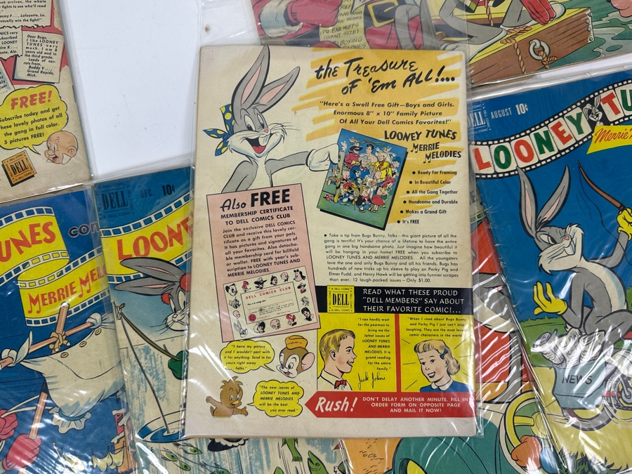 (10) Vintage 1950s Comic Books Bagged Looney Tunes Merrie Melodies 10 cent Comic Books Bugs Bunny [Photo 5]