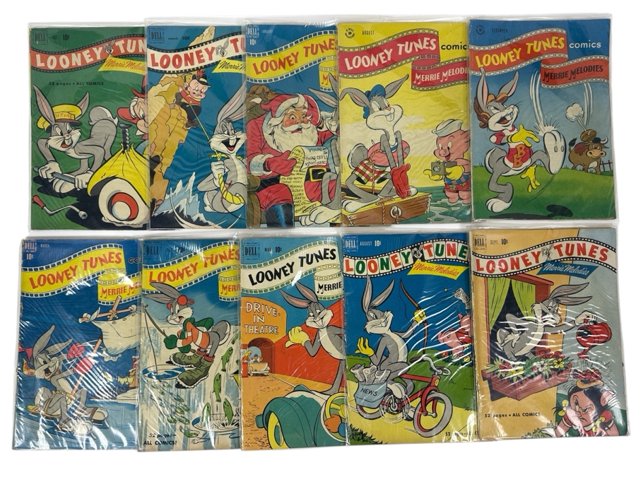 (10) Vintage 1950s Comic Books Bagged Looney Tunes Merrie Melodies 10 cent Comic Books Bugs Bunny
