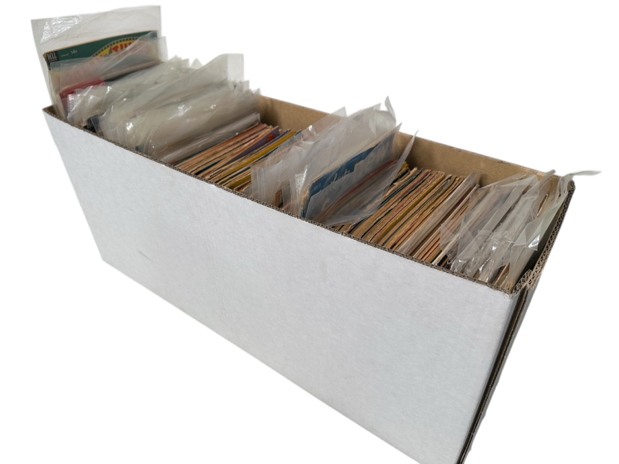 Long Box Loaded With Vintage Comics Books Mainly From The 1950s / 1960s Including Walt Disney Comics With Some Modern Comics - See Photos For Sampling