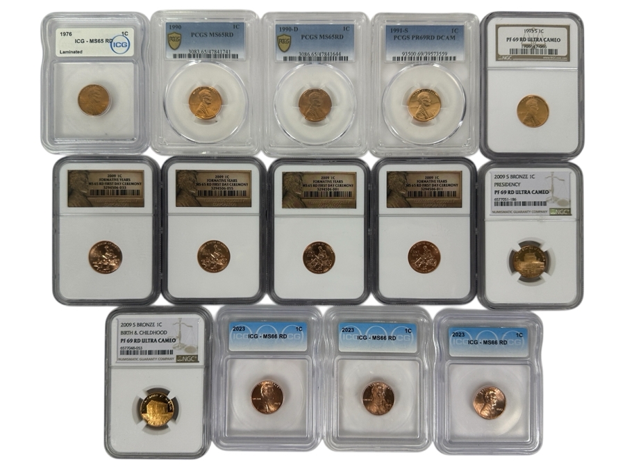 Fourteen Professionally Graded Lincoln Cents