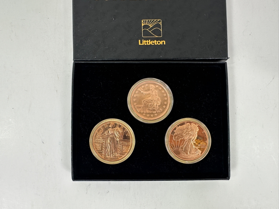 Three Proof 1 Ounce Copper Rounds in Presentation Box [Photo 2]