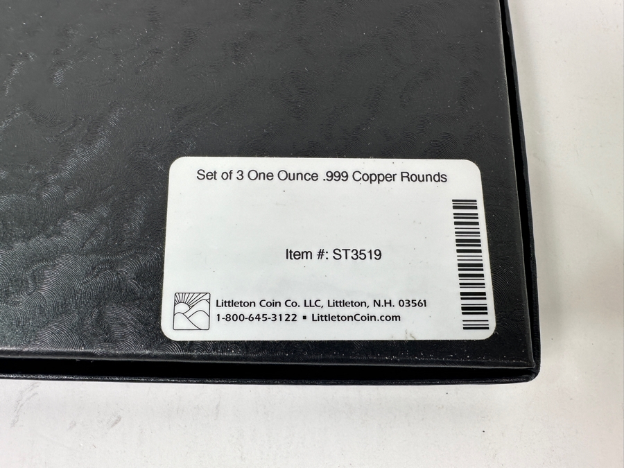 Three Proof 1 Ounce Copper Rounds in Presentation Box [Photo 6]