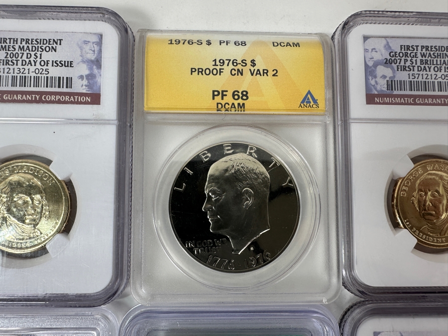Eight Professionally Graded Dollars Including Eisenhower, Susan B Anthony And Presidential Coins [Photo 3]