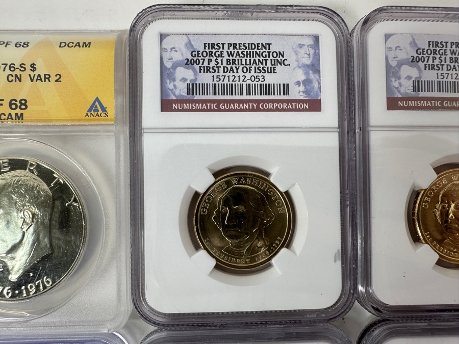 Eight Professionally Graded Dollars Including Eisenhower, Susan B Anthony And Presidential Coins [Photo 4]