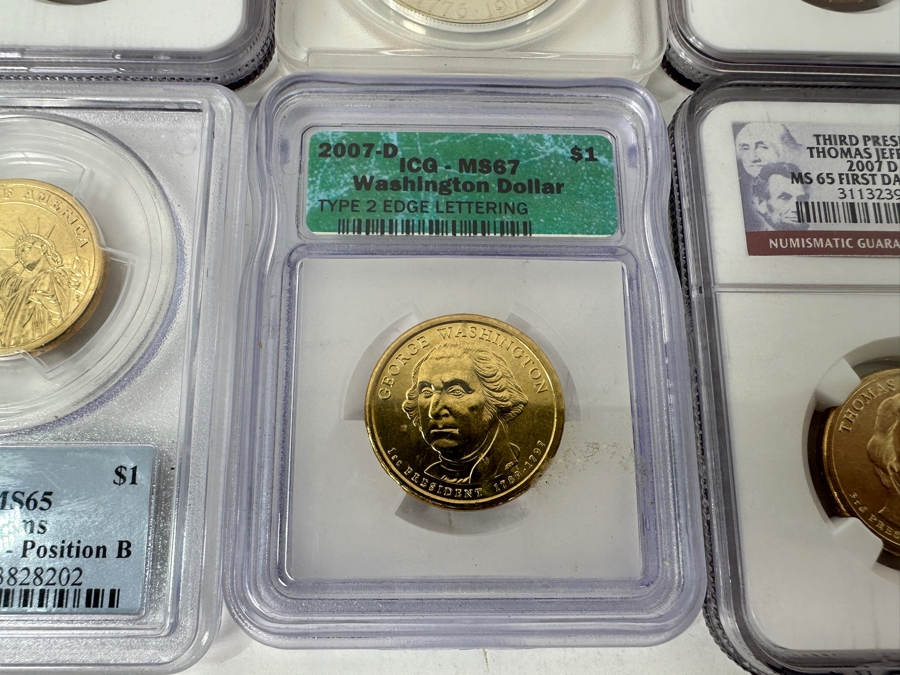 Eight Professionally Graded Dollars Including Eisenhower, Susan B Anthony And Presidential Coins [Photo 8]