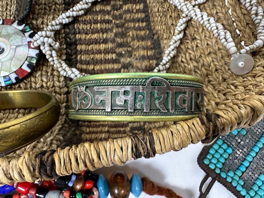 Just Added - Collection Of Various Jewelry And Woven Basket 19'L [Photo 2]