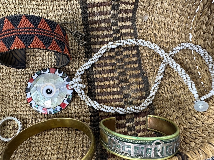 Just Added - Collection Of Various Jewelry And Woven Basket 19'L [Photo 3]