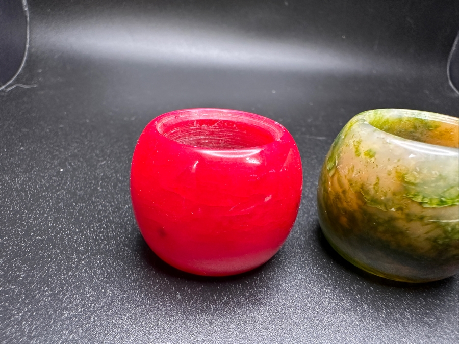 Just Added - (3) Vintage Chinese Stone Archer's Rings Size 11 [Photo 4]